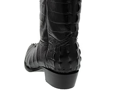 Mens Black Cowboy Western Boots Full Crocodile Tail Print Round Toe4