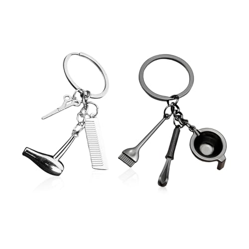 Porte-Clés De Coiffeur 2 Pièces, Porte-Clés Cadeau, Porte-Clés Design Créatif, Porte-Clés Outil De Coiffeur
