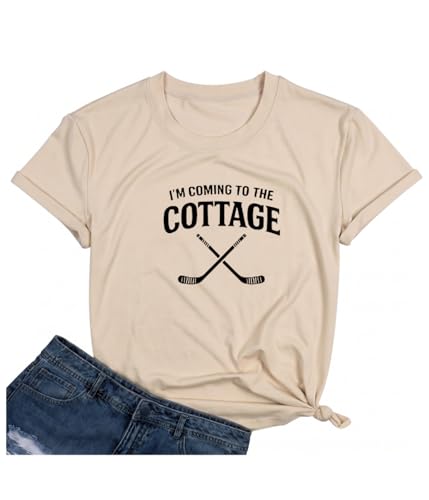 Qrupoad I'm Coming to the Cottage T Shirt for Women Funny Hockey Book Fan Lover Gift Pride Graphic Tees Sports Tops