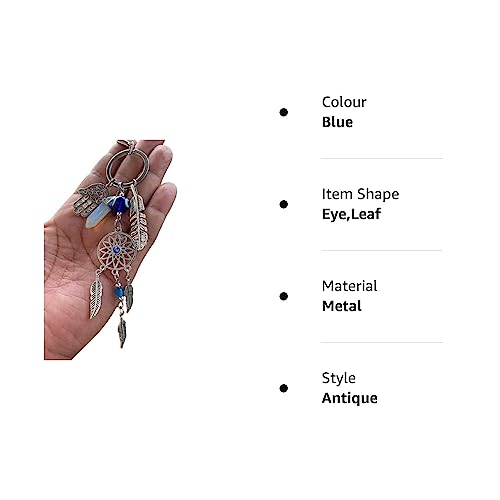 Image of BLUE BEADS Dreamcatcher Keychain with Nazar Charm - Lucky Protection Accessory for Car, Bag & Keys