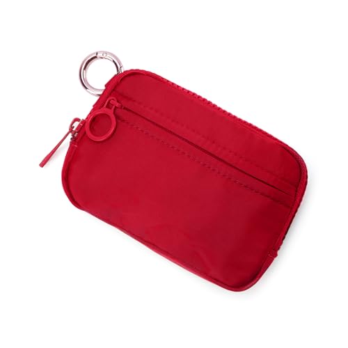 Image of The Iris Wallet Zipper Mini Coin Purse Keychain ID Holder Wallet | Zip Card Case with ID Window Purses for Women Mini Portable Keychain Wallet,Red