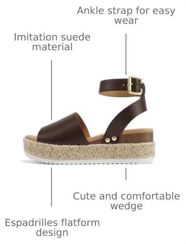 Image of Soda Topic Open Toe Buckle Ankle Strap Espadrilles Flatform Wedge Casual Sandal