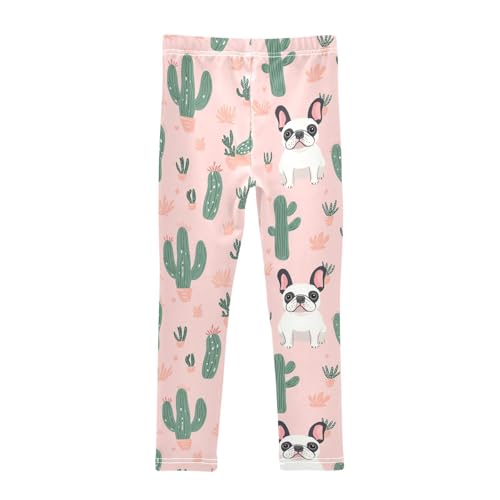 Dog and Cactus Girls Leggings,Workout Leggings for Girls Toddler Athletic Leggings Size for 3-10T2