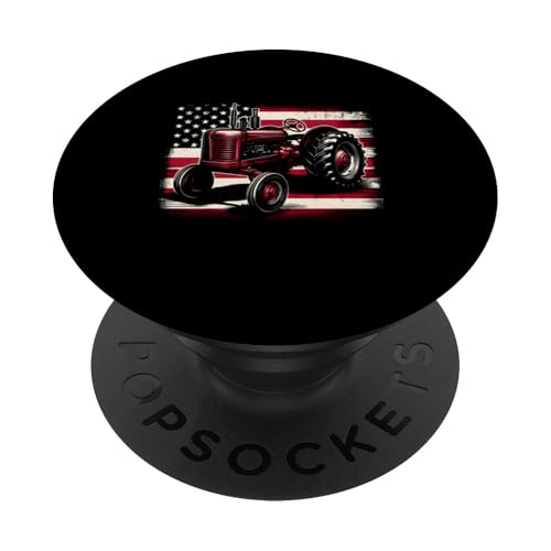 Old Farmall Cub Tracteur drapeau américain ferme patriotique agricole PopSockets PopGrip Adhésif