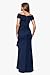 Xscape Women's Long Off Shoulder Sweetheart Neck Side Ruffle Gown, Midnight, 12