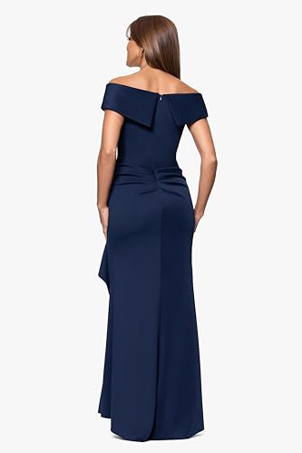 Xscape Women's Long Off Shoulder Sweetheart Neck Side Ruffle Gown (Reg and Petite)3