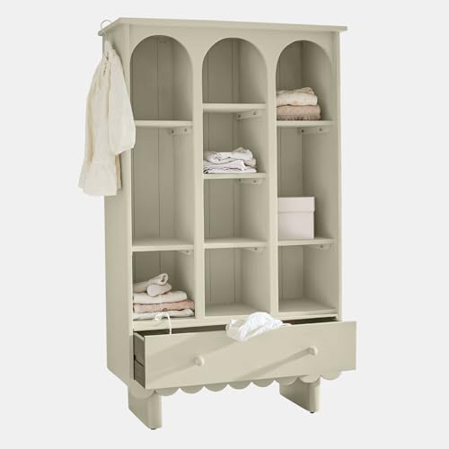 Loberon Agliana Armadio - Archi Decorativi e Bordo Ondulato - Affascinante Finitura Grigio Antico, Grigio