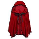 POIUIYQA Capa con Capucha Roja, Disfraces de Carnaval Mujer, Disfraz Caperucita Roja, Disfraz Caperucita con Impresión 3D, Little Red Riding Hood Costume para Carnaval Navidad Fiesta Cosplay