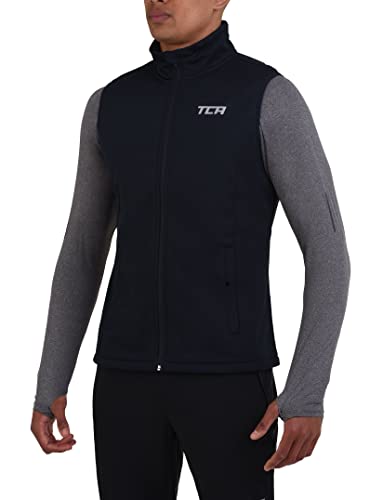 TCA Chaleco Cortavientos Running y Ciclismo, y de Deso pluma, Con Bolsillos Con Cremallera Para Hombre - Azul Medianoche, L