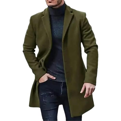 Manteau en laine homme automne hiver, veste longue coupe-vent casual style décontracté EN9 S