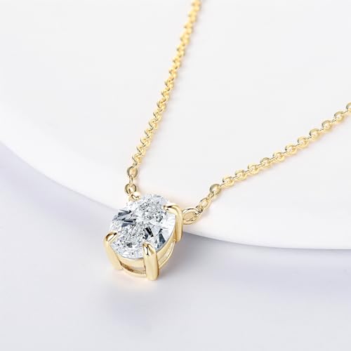 2ct Oval Moissanite Pendant Necklace, D Color VVS1 925 Sterling Silver Platinum Plated Dainty Pendant for Women Wife Mothers Day Jewelry Gifts4