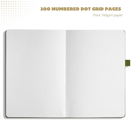 VIVID SCRIBBLES Dotted Journal – 160gsm Bleed Proof Thick White Paper – 200 Numbered Dot Grid Pages – 5.8 x 8.3 inch Dotted Notebook