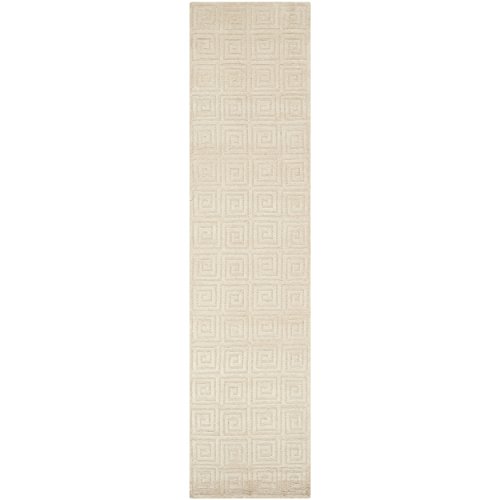 SAFAVIEH Tibetan Collection 2'6" x 10' Cream TB108Q Hand-Knotted Modern Premium Wool Runner Rug