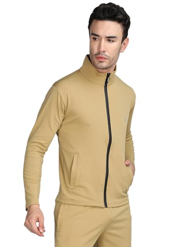 Image of CHKOKKO Men Polyester Winter Sports Gym Track Zipper Stylish Standard Length Jacket
