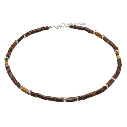 Handmade Wooden Beads Choker Necklace for Men Women Bohemian Coconut Beaded Surfer Necklace Hawaiian Summer Beach Jewelry