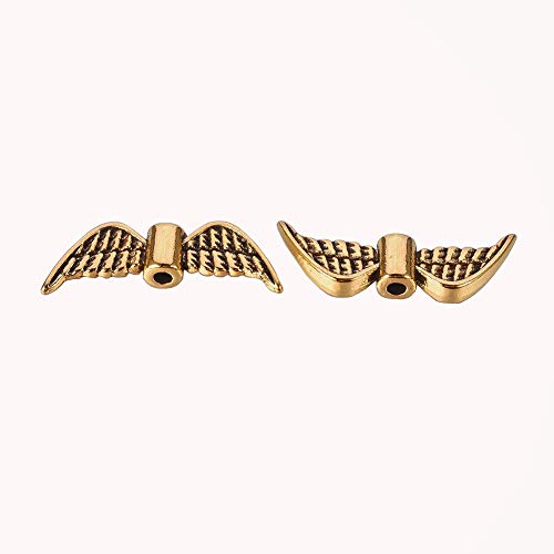 Pack of 20 Wings Angel Metal Beads Angel Wings Beads 21 mm Gold Colour Metal Spacer DIY for Bracelets Necklace