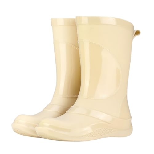 Botas De Agua Botas De Lluvia Botas De Lluvia Cómodas, Impermeables Y Antideslizantes, Zapatos De Agua Que Combinan Con Todo, Zapatos De Goma For El Trabajo Botas De Agua Al Aire Libre(Beige,36)