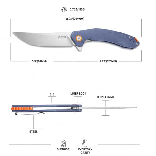 Image of CJRB Gobi Folding Knife with 3.5'' AR-RPM9 Steel, EDC Knife with G10 Handle for Outdoor Survival Camping Hiking Fishing (J1906)
