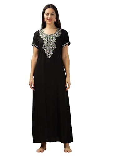 Image of 9shines Label Stylish Alpine Nighty Maxi for Women | Full Length Trendy Nightgown | Premium Nightdress | Nightwear | Heavy Embroidery Nighty with Pockets(2891)