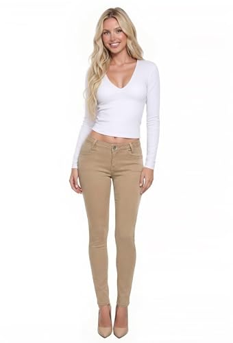 Hybrid & Company Women's Extreme Butt Lift Stretch Denim Jeans P46862SK Beige/Khak 9