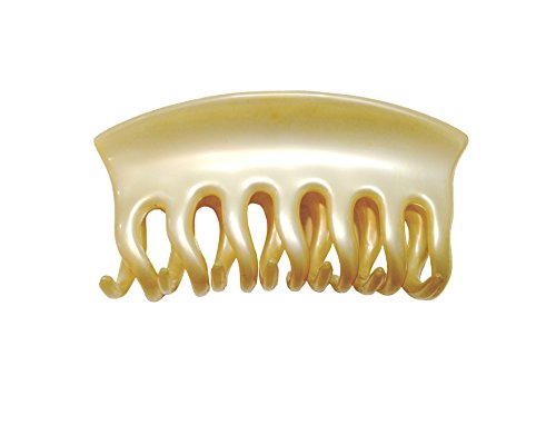 Parcelona French Arch Medium Ivory Strong Grip Hair Claw Jaw Clip Clamp Clutcher - 3 Inch
