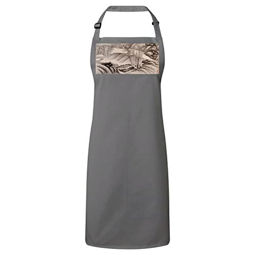 Tablier cuisine gris estampe japonaise art délicat vintage