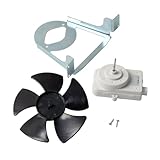 Refrigerator Condenser Fan Motor with Blade Mounting Bracket Compatible with Whirlpool Maytag KitchenAid Jenn-Air Amana Replace W10181323 1455822 14211095 AP4330510