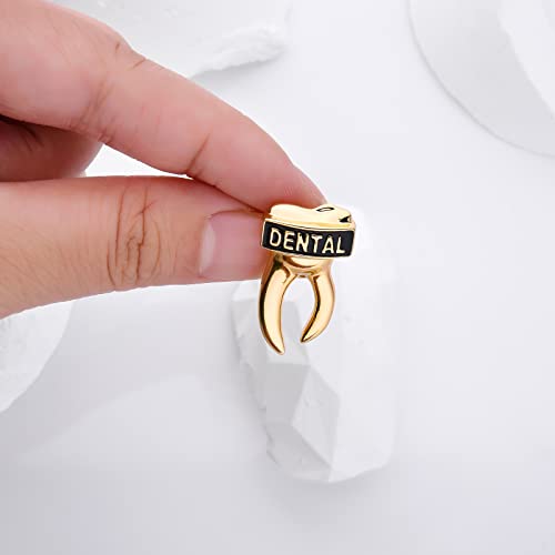 Image of Plikin 2pcs Dental Teeth Pins Brooch Medical Dentist Lapel Backpack Toothbrush Oral Care 14K Gold Plated Silver Pins Badge for Doctors Nurses