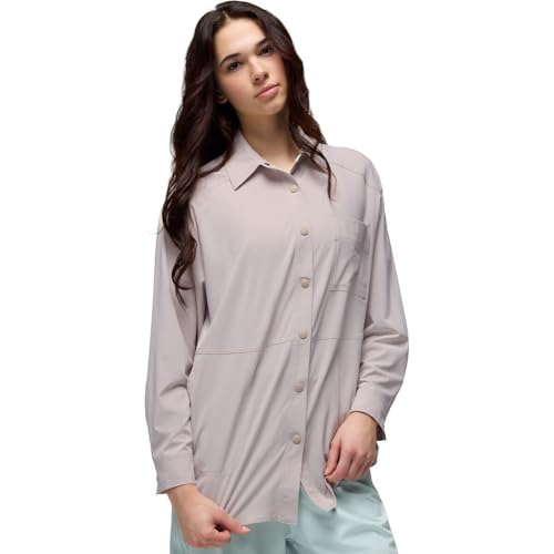 Prana Women's Railay Oversized Button Down, Almond