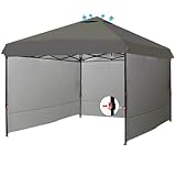 ApeexCanopy タープテント 2.5m×2.5m 【専用横幕/サイドシート3枚付属】 風抜けベンチレーション 高耐水加工＆シルバーコーティング UVカット紫外線カット 遮熱 ワンタッチタープ 高さ3段階調節 スチール 大型 耐水 キャノピー アウトドア用品 キャンプ用品 タープ タープテント ワンタッチテント ワンタッチタープテント自立式 (ミディアムグレー, 2.5m×2.5m)