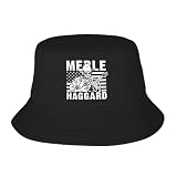 ELjHy Merle Haggard Anime Bucket Hat Fishing Hat Unisex Wide Brim Sun Hat Summer Beach Fisherman Cap Black