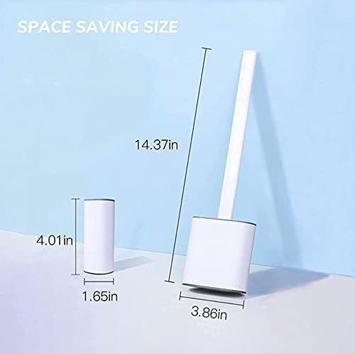 Toilet Brush, Deep Cleaning Bowl Buddy Toilet Brush with Non-Slip Long Handle and Flexible Bristles, Detachable Base, Silicon Toilet Cleaner Brushes and Holders for Bathroom Hygiene (White)