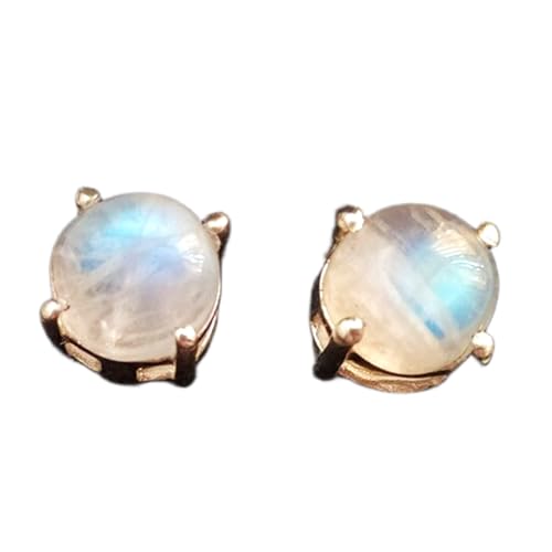 Pierre de lune naturelle boucles d'oreilles en argent sterling 925 au design minimaliste