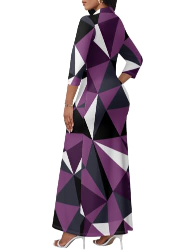 Image of PinkPatty Women's Casual 3 /4 Sleeve Polo V Neck Bodycon Maxi Dress