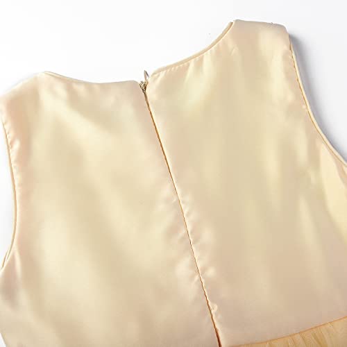 Uhnice Sequin Sleeveless Tulle Mesh Flower Girl Party Dress (8, Beige) #TOP3