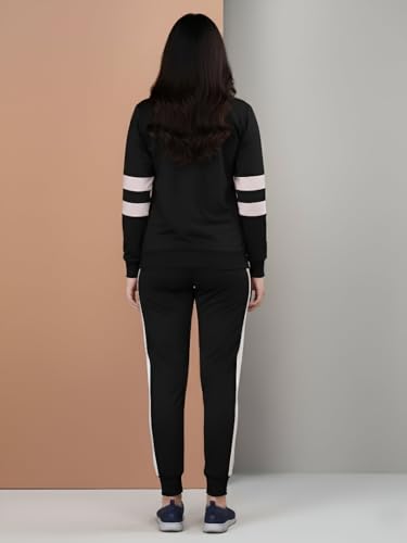 Image of ALISBA Women's Cotton Solid Tracksuit with Round Neck Full Sleeve Straight Length Relaxed Fit and Drawstring Closure Pant