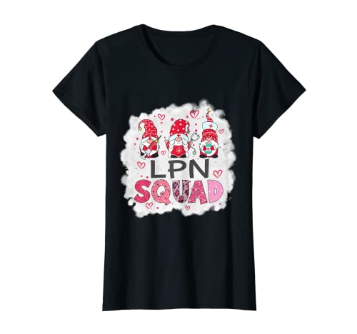Mujer Bleached LPN Squad Gnomies Enfermera Corazón Día de San Valentín Camiseta