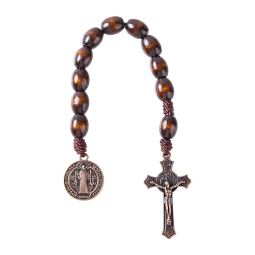 Pocket Rosary for men - Handmade Wooden Catholic Rosaries, Wooden Bead Rosary Necklace, Metal Cross For Catholic Or Christian Gift