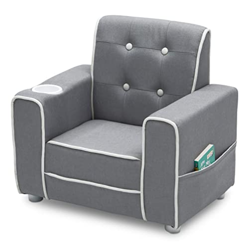Delta Children Chelsea Kids Upholstered Chair with Cup Holder, Soft Grey by Delta Children - Image 6