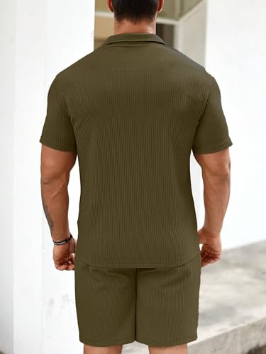 Image of Vogaan Men's Premium Cotton Blend Pyjama Set | Stylish Solid Polo Tshirt and Shorts | Casual Night Suit Wear Set for Man | Summer Co-ords Set with Shorts | Comfortable Nightwear & Loungewear