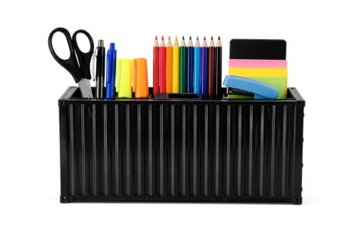 Image of Neonix Desk Organizer Office Supplies Multi Function Shipping Container Style Storage Box Pen Pencil Business Card and Remote Control Holder for Office and Home Gray (Container Storage 5)