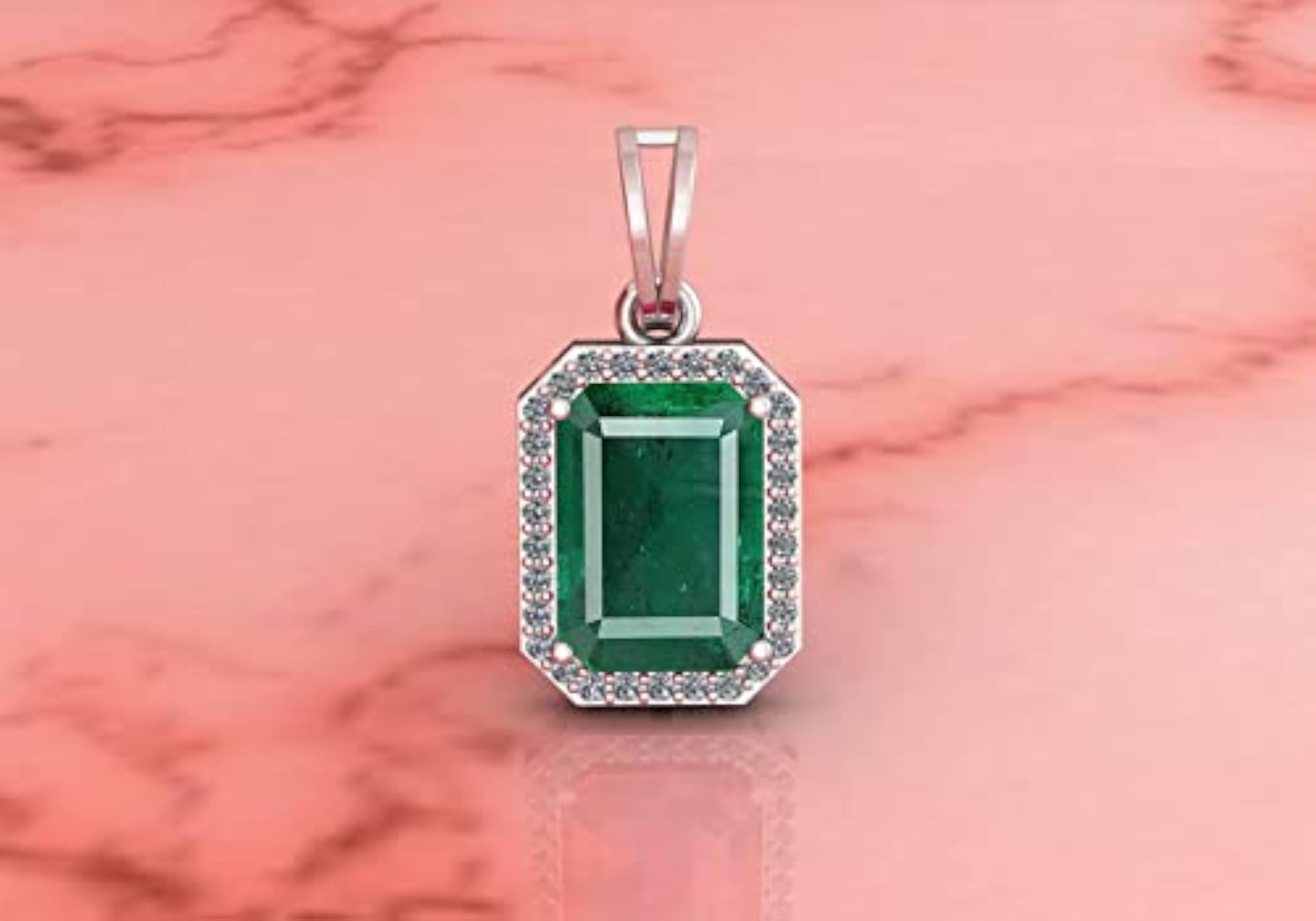 Women's 92.5 Sterling Silver Natural Emerald Pendant, Lab Certified
