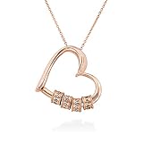 MYKA –Collana Personalizzata a Forma di Cuore in Argento 925 con Perle Personalizzate – Ciondolo con Nomi Incisi - Regalo per le Donne - Regali per la Festa della Mamma