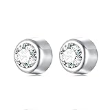Beydodo Pendientes de clip sin agujeros para las orejas para hombre, acero inoxidable, 7 mm, con circonitas, sin níquel, bisutería, Sin gemas