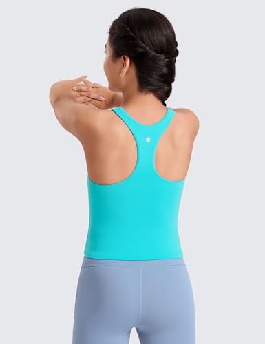 Image of CRZ YOGA Girls Butterluxe Double Lined Tank Top | Dance, Extremely Soft, Tight Fit, Waist Length, High Neck, Athletic, Sleeveless Shirts for Teen