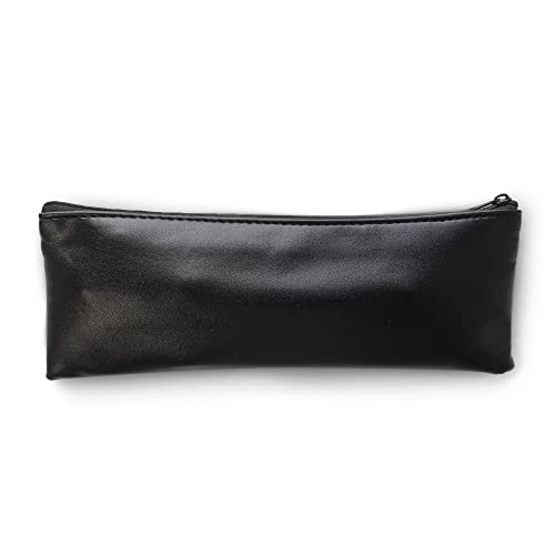 Enjoy Dokha - Grand Faux Leather Pouch, Leather Pencil Pouch, Leather Slim Pencil Case, Zippered Pencil Case, Small Zipper Pouch for Office, School, and Personal Accessories, 23cm x 7cm (Black)