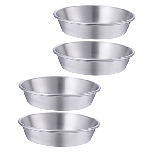 CIYODO 4pcs Round Saucer Dip Dish Dipping Sauce Plate Soy Sauce Plate Round Serving Platter Mini Plates Restaurant Accessories Egg Tart Tins Seasoning Plate Stainless Steel Silver