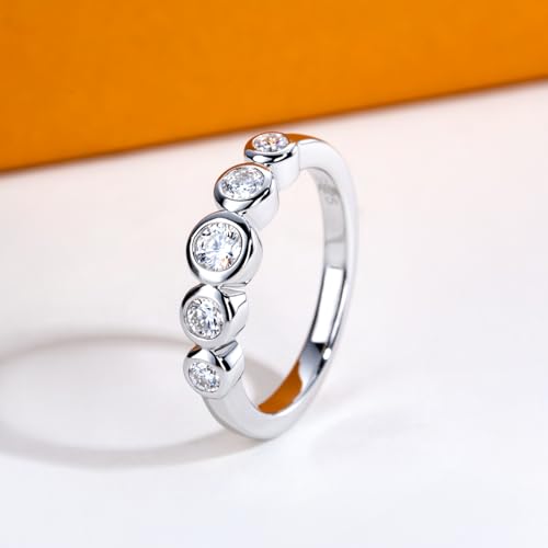 Moissanite Wedding Band Eternity Rings 2cttw D Color VVS1 Clarity Round Brilliant Cut 925 Sterling Silver Bezel Set Stackable Anniversary Bands Ring for Women with Certificate3