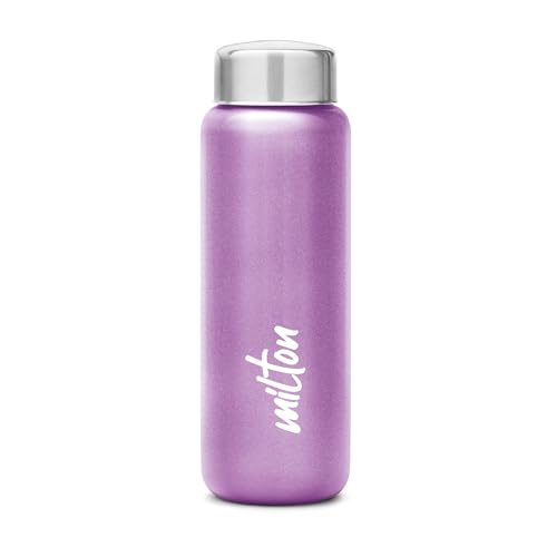 MILTON Aqua 750 Stainless Steel Water Bottle 750ml, Single Walled, ISI Certified I Leak Proof Lid, Rust Proof I For School, Office, Gym I Purple