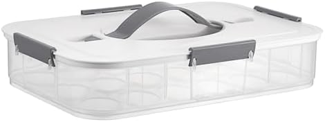 BTSKY Deviled Egg Platter with Lid, 1-Layer 18 Slots Deviled Egg Carrier, Clear Portable Egg Holder for Fridge Reusable Deviled Egg Tray Egg Carton Box for Easter and Party Favor (1-Layer, White)